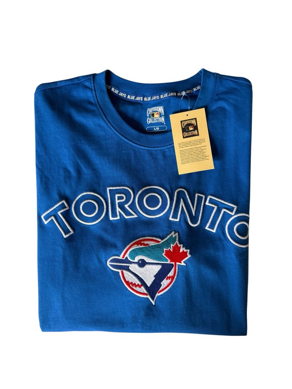 Toronto Blue Jays Cooperstown Collection Embroidered Logo T-Shirt NWT Large